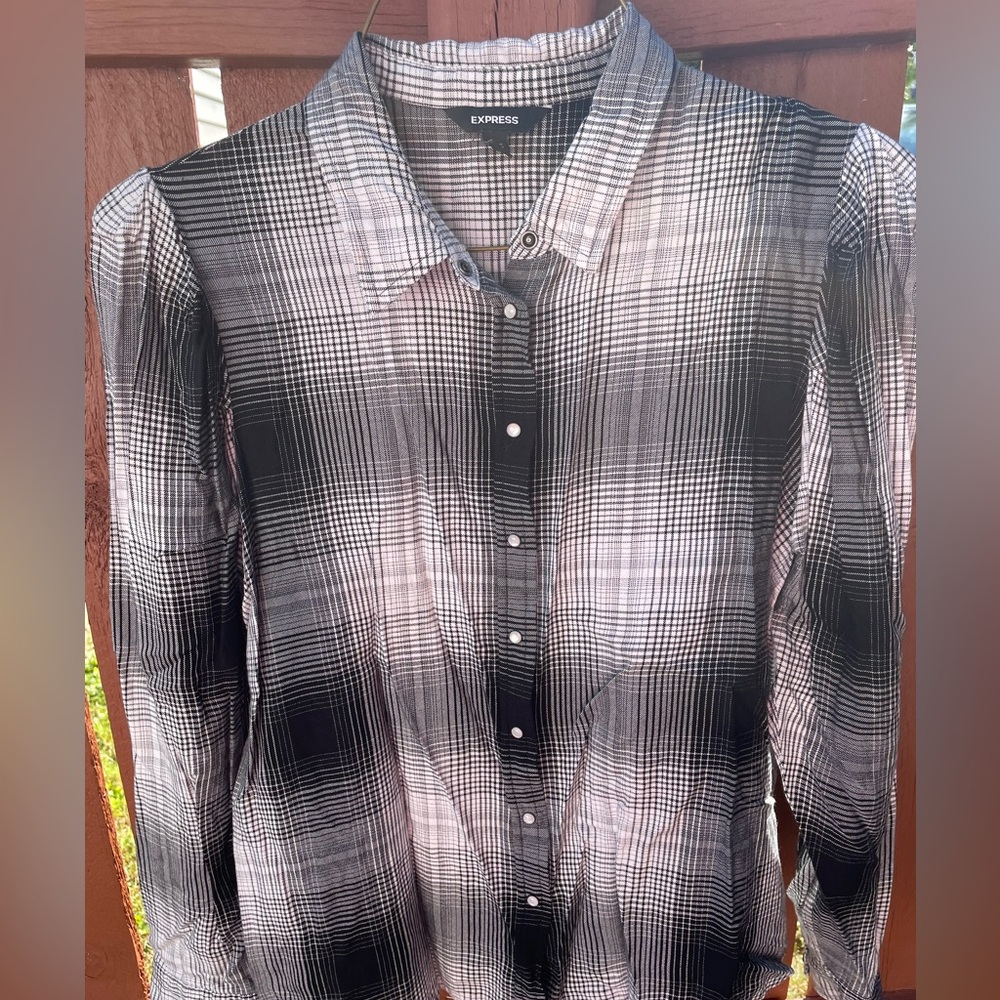 Express womans Monochrome Checkered Shirt